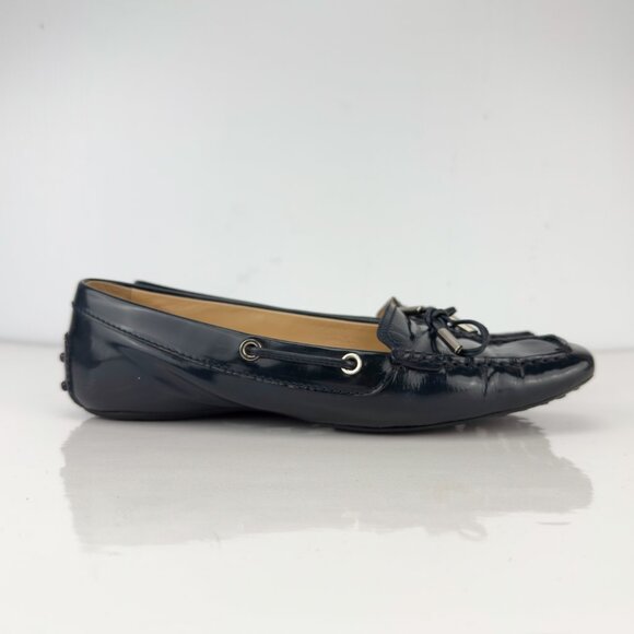 TOD’S Navy Blue Preppy Nautical Boat Shoes Flats Loafers Leather Bow sz 6.5 - Picture 4 of 10